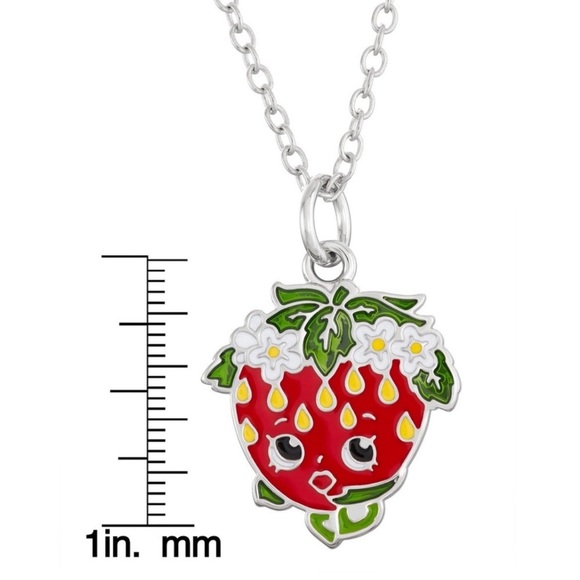 Shopkins Strawberry Kiss Necklace 18” Silver Tone Over Brass Necklace NEW GIFT - Picture 4 of 7